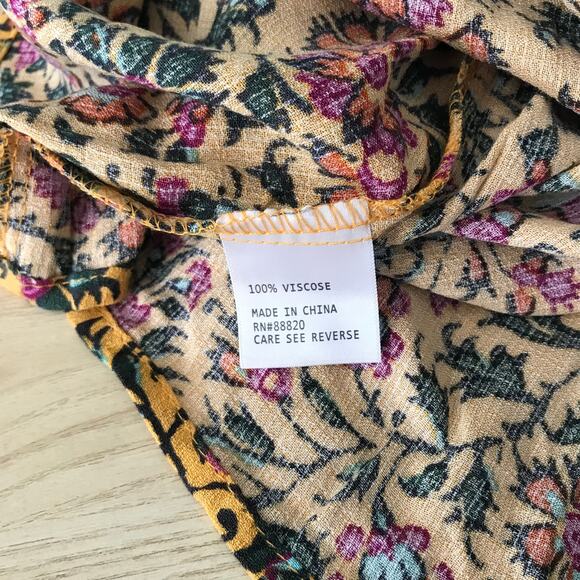 Cynthia‎ Rowley Top Women Large Yellow Blouse Tank Flowy Boho Western Cottage - Picture 9 of 10